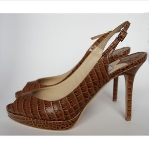 JIMMY CHOO "NOVA" PEEPTOE SLINGBACKS SIZE 38.5 NEW